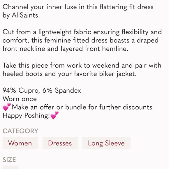 ALL SAINTS tame dress wine burgundy - Picture 5 of 6